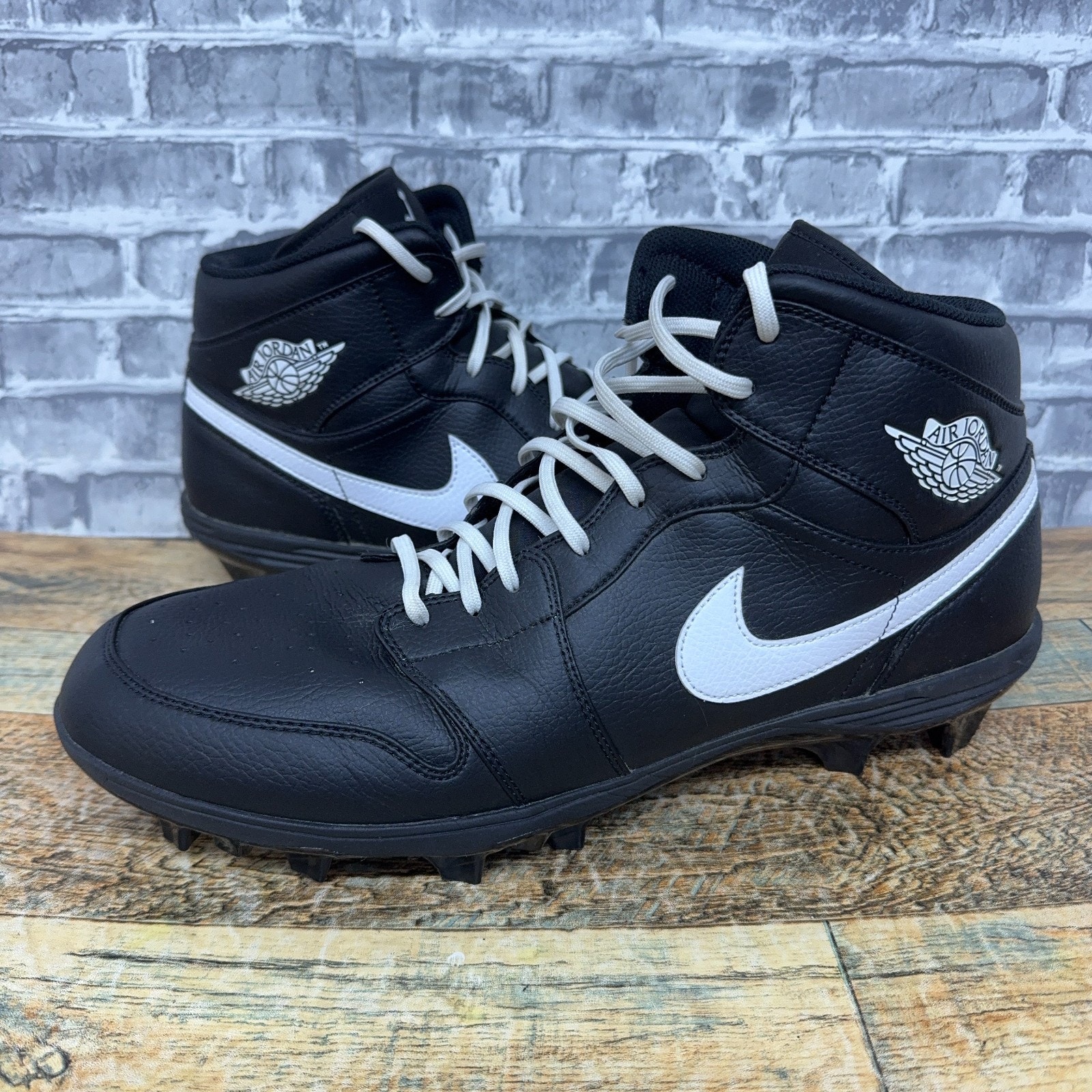 Nike Air Jordan 1 Mid Td Black Whitefootball Cleat Fj6805-001 Mens Size 16